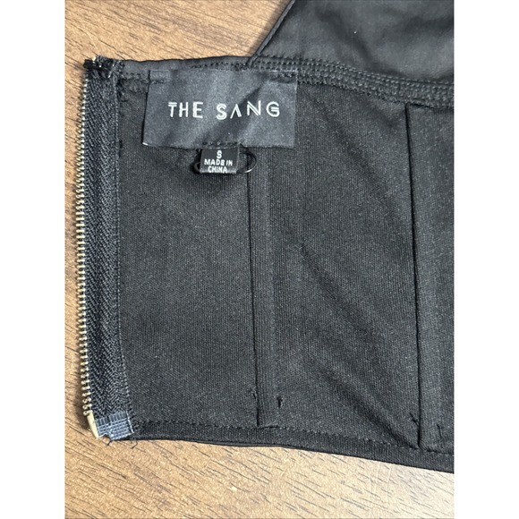 The Sang Black Satin Bustier Top Small Longline Bone Corset Style Sexy Chic - Picture 7 of 9